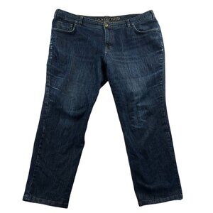 Lands End Womens Fit 2 Jeans Size 18W Blue Denim Dark Wash Stretch Straight Leg